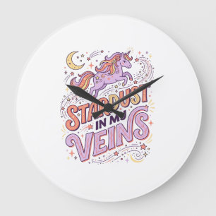 Einhorn-Sternenstaub in meinen Adern Whimsical Mer Große Wanduhr