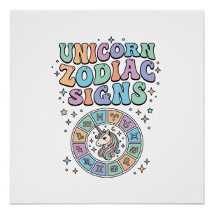 Einhorn-Sternzeichen Kawaii Vektordesign_1 Poster