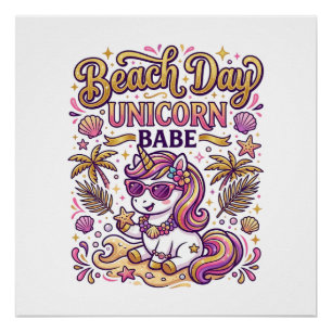 Einhorn Strand Tag Einhorn Babe Stylisch Zazzle De Poster