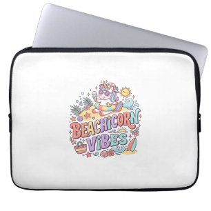 Einhorn StrandEinhorn Vibes Whimsical Weißer Hinte Laptopschutzhülle