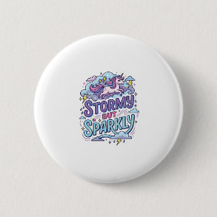 Einhorn stürmisch aber funkelnd Retro-Stil Süßes G Button