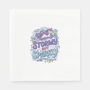 Einhorn stürmisch aber funkelnd Retro-Stil Süßes G Serviette