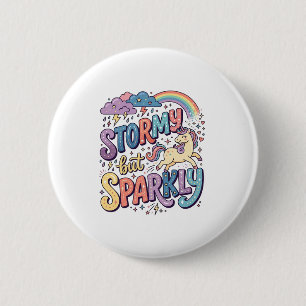 Einhorn stürmisch aber funkelnd wunderliche Merch Button