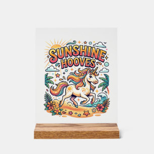 Einhorn Sunshine Hufe Commercial Aufkleber und T-S Acrylschild