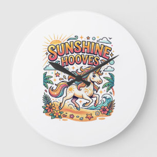 Einhorn Sunshine Hufe Commercial Aufkleber und T-S Große Wanduhr