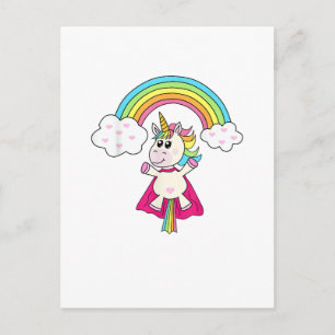 Einhorn-Superheld fliegt zum Regenbogen T-Shirt T- Postkarte