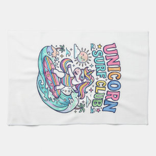 Einhorn-Surf-Club Geschirrtuch