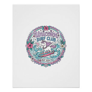 Einhorn-Surf-Club lustiges Shirt Grafik_1 Poster