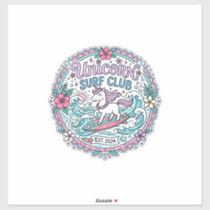 Einhorn-Surf-Club-Spielsachen-Shirt-Grafik_1 Aufkleber