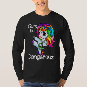 Einhorn Süß Aber Gefährlich Lustig Karate Taekwond T-Shirt