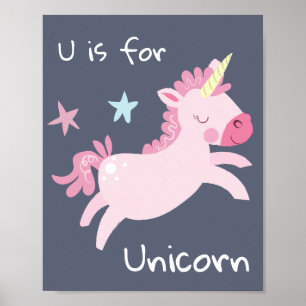 Einhorn Süß Rosa Kinderzimmer Poster