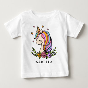 Einhorn Süß Verspieltes Mädchenhaftes Personalisie Baby T-shirt