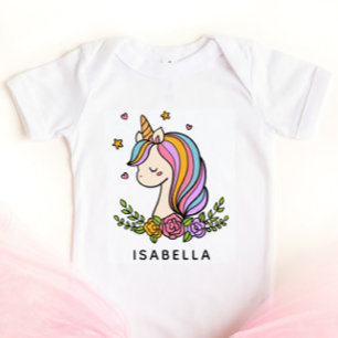 Einhorn Süß Whimsical Weiblich Personalisierter Na Baby Strampler