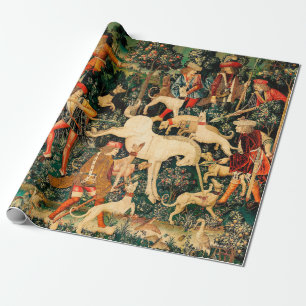 Einhorn Tapestries verteidigt Jagd Geschenkpapier