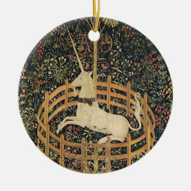 Einhorn-Tapisserien - Klassische Tapisserie Keramik Ornament (Vorne)