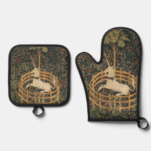 Einhorn-Tapisserien - Klassische Tapisserie Ofenhandschuh & Topflappen-Set