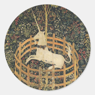 Einhorn-Tapisserien - Klassische Tapisserie Runder Aufkleber