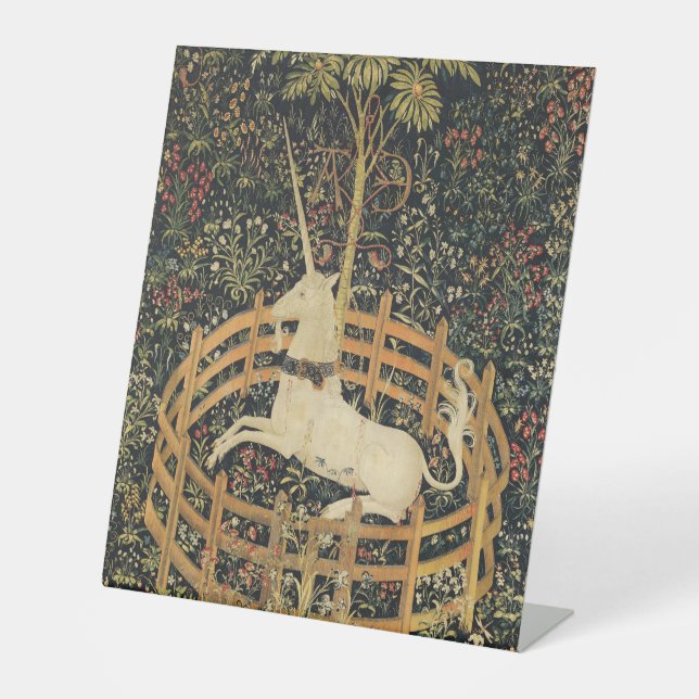 Einhorn-Tapisserien - Klassische Tapisserie Sockelschild (Vorderseite)