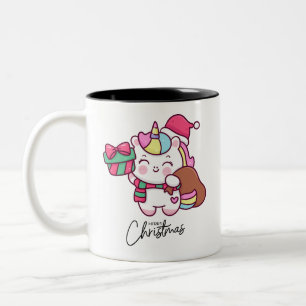Einhorn-Tassendesign für Weihnachten Zweifarbige Tasse