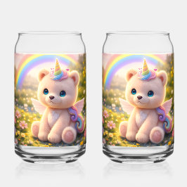 Einhorn-Teddybär/Brillen/Tumbler/Trinkgeschirr Dosenglas
