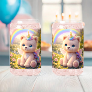 Einhorn-Teddybär/Brillen/Tumbler/Trinkgeschirr Dosenglas