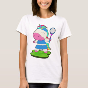 Einhorn Tennis Tennisschläger T-Shirt