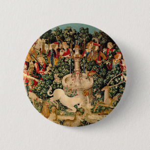 Einhorn-Teppiche Gefunden Legende Mythos Mittelalt Button