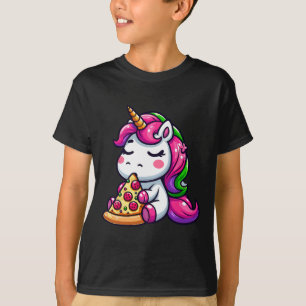 Einhorn Tier isst Pizza Margherita Mahlzeit Foodie T-Shirt