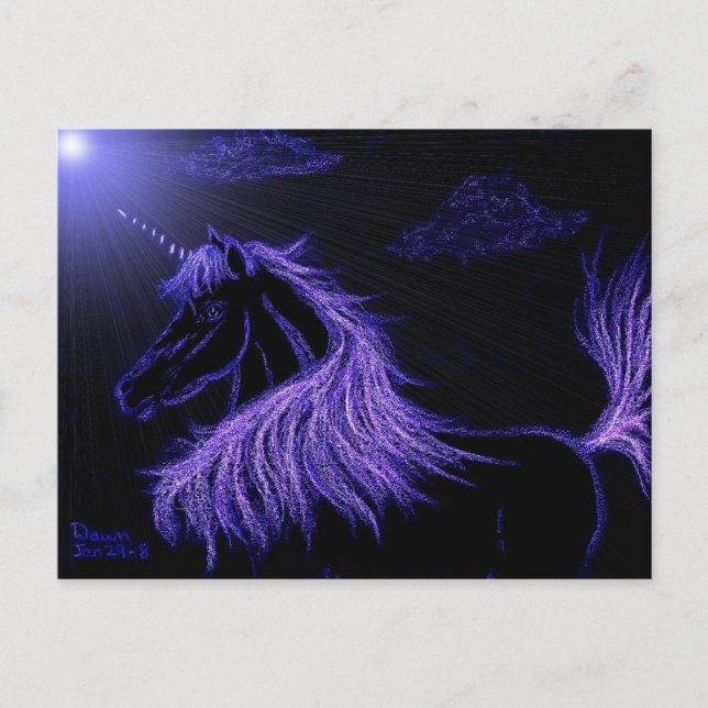 Einhorn-Träumer-Lavendel Postkarte (Vorderseite)