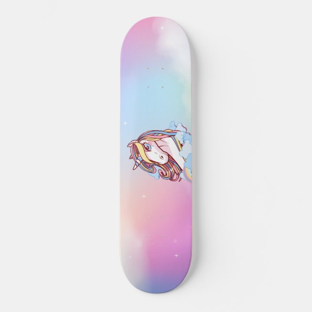 Einhorn-u. Regenbogen-Skateboard-Plattform Skateboard (Vorderseite)