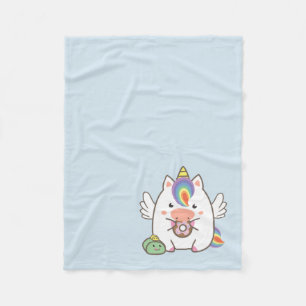 Einhorn u. Schaumgummiringe Fleecedecke
