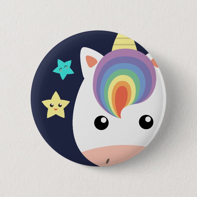 Einhorn u. Sterne Button (Vorderseite)