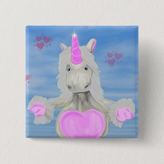 Einhorn-Umarmung Button (Vorderseite)