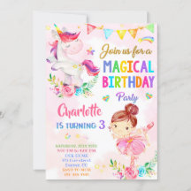 Einhorn und Ballerina zum Geburtstag von Mädchen