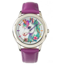 Einhorn und Blume Armbanduhr