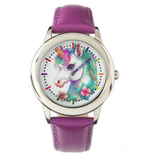Einhorn und Blume Armbanduhr