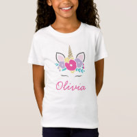 Einhorn und Blume Personalisiertes Shirt Glitzer