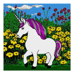 Einhorn und Blume Poster