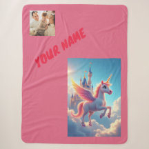 Einhorn und Burg in rosa personalisiert und Foto