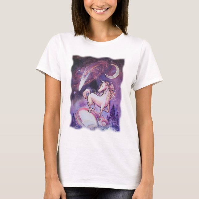 Einhorn und der nächtliche Himmel T-Shirt (Vorderseite)