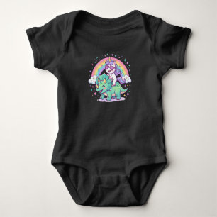 Einhorn und Dino Party Freunde   Magischer Geburts Baby Strampler
