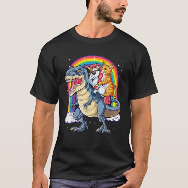 Einhorn und Dinosaurier, Regenbogenmädchen und Jun T-Shirt (Vorderseite)