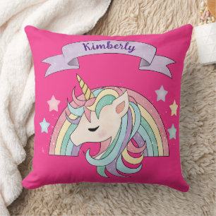 Einhorn und funkelnder Regenbogen mit individuelle Kissen
