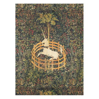 EINHORN UND GOTHISCHE FANTASIEBLUMEN, BLUMENMOTIVE TISCHDECKE