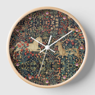 EINHORN UND HIRSCH,BLUMEN,WALDTIERE Floral Uhr