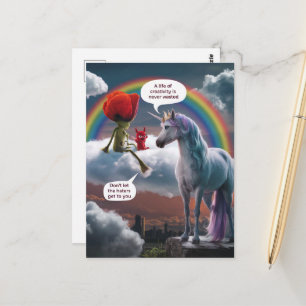 Einhorn und Kreaturen Ein Leben der Kreativität La Postkarte