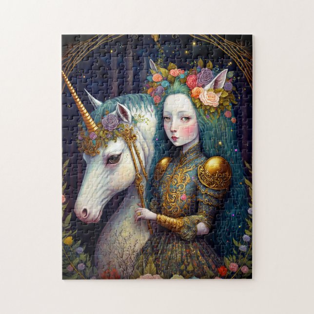 Einhorn und Lady Fantasy Art (Vertikal)