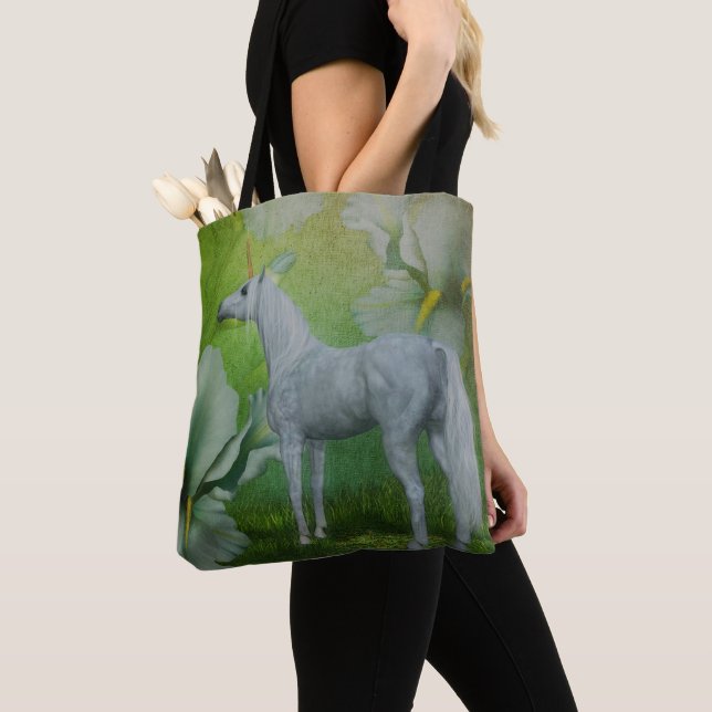 Einhorn und Lily Blume Fantasy Horse Tasche (Von Nahem)
