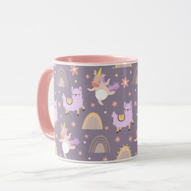 Einhorn und Llamas Tasse (Vorderseite Links)