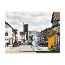 Einhorn- und Löwenpostkarte